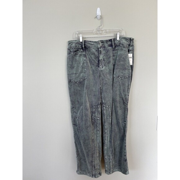 Anthropologie Pilcro Pants Women The Wanderer Green Wash Stretch Corduroy 34 NWT